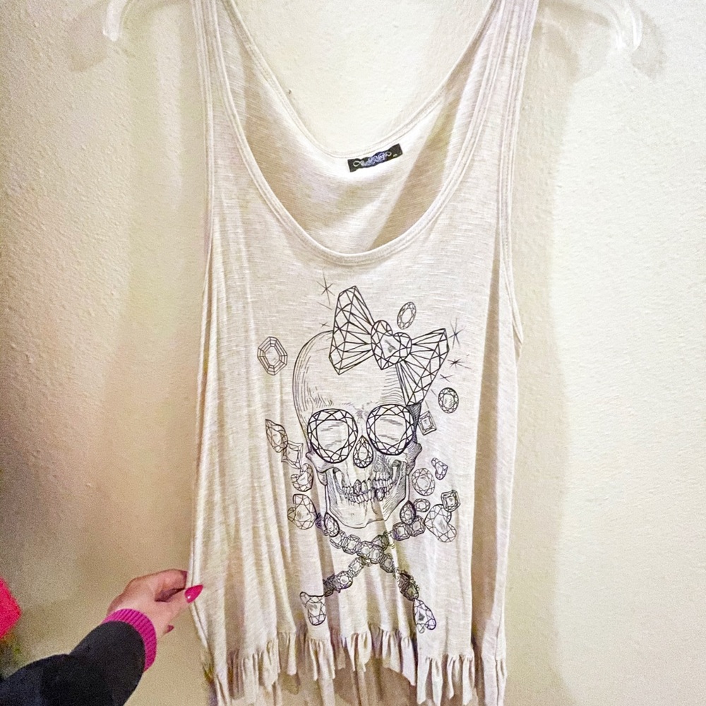 Lauren Moshi Skull long tank top